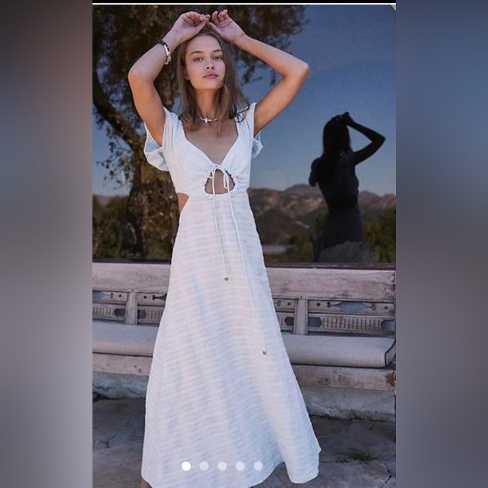 Free People Extra Dose Midi Dress - OLIVE